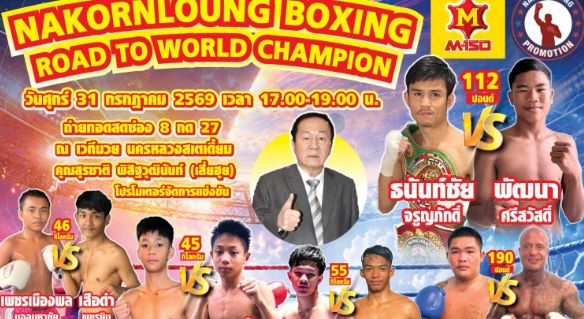 ศึกนครหลวงเดือด! “ธนันท์ชัย” รองแชมป์โลก WBC ท้าประลองหมัดหิน “โกโก้พัฒนา” ก่อนเปิดทางตัดเชือกชิงบัลลังก์โลก